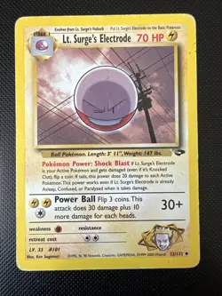 Lt. Surge's Electrode 52/132 1st Edition Pokemon Card Gym Challenge Uncommon - Image 1