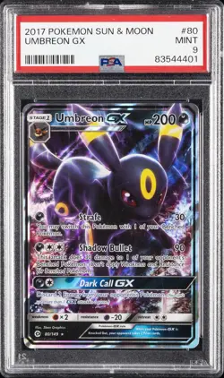 2017 POKEMON SUN & MOON #80 UMBREON GX PSA 9 - Image 1