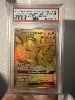 Secret - Ultra Necrozma GX Pokemon Sun & Moon Dragon Majesty PSA 10 MINT low POP - Image 1