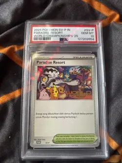 Pokemon TCG Paradise Resort 2025 Indonesian SV-P World Championships PromoPSA10 - Image 1