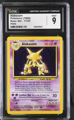 CGC 9 MINT Alakazam 1999 Base Set 1/102 Holo Pokemon Card psa - Image 1