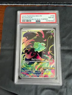2025 Pokemon MEG EN - Bulbasaur - Enhanced Bstr Box Topper - 133 - PSA 8 - Image 1