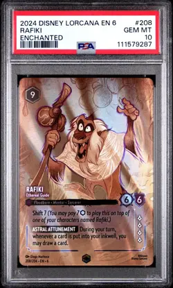Disney Lorcana Azurite Sea Rafiki Ethereal Guide 208 Enchanted PSA 10 - Image 1