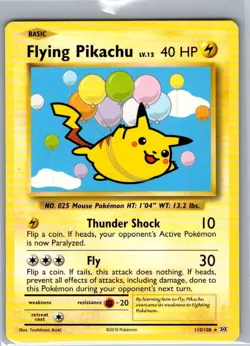 Flying Pikachu 110/108 Non Holo XY - Evolutions - Pokemon Card - NM - Image 1