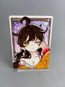Hand Painted Altered MTG Card,Island, Anime Girl,waifu [Excellent] FromJapan #2 - Image 4