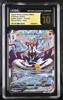 CGC Pristine 10 Rapid Strike Urshifu VMAX 170/163 Battle Styles Pokemon Card - Image 1