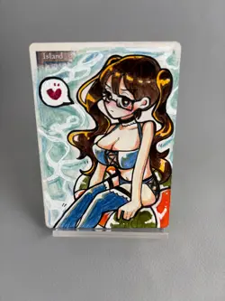 Hand Painted Altered MTG Card,Island, Anime Girl,waifu [Excellent] FromJapan #3 - Image 5