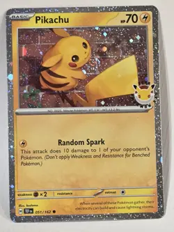 Pikachu 051 /162 Stamped 2026 Pokemon Day 30th Anniversary Promo Cosmos SWIRL - Image 1