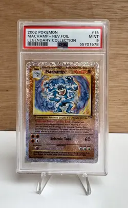 PSA 9 2002 POKEMON LEGENDARY COLLECTION #15 MACHAMP REVERSE HOLO FOIL MINT - Image 1