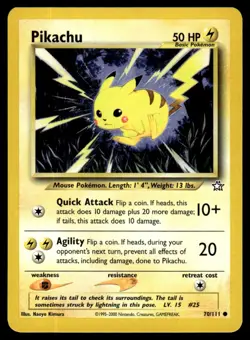 Pikachu #70 - Pokemon Neo Genesis 1999 Wizards WOTC - LP - Image 1