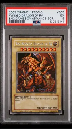 2003 YU-GI-OH! GAME BOY ADVANCE-SECRET RARE THE WINGED DRAGON OF RA PSA 5 - Image 1