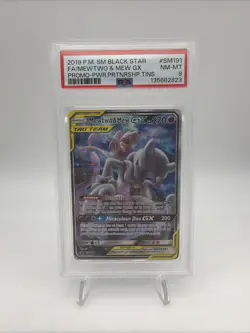 Pokemon Mewtwo & Mew GX Tag Team Card 2019 SM191 Promo, NM-MT PSA 8 - Image 1