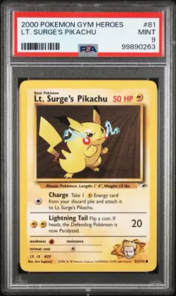 2000 Pokemon Gym Heroes # 81 Lt. Surge's Pikachu PSA 9 Card MINT! Trusted Seller - Image 1