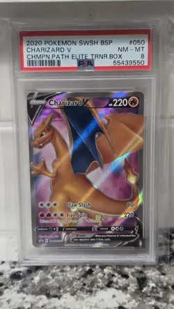 2020 Pokemon SWSH #050 Charizard V Champions Path ETB Black Star Promo PSA 8 - Image 1
