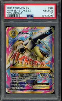 2016 POKEMON XY EVOLUTIONS #102 FULL ART/M BLASTOISE EX PSA 10 - Image 1