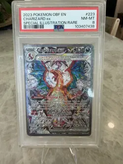 PSA 8 NM-MT Charizard ex 2023 Obsidian Flames 223/197 SIR Pokemon Card - Image 1