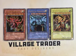Egyptian God Cards GBI-001 002 003 Ra Slifer Obelisk Set Ultra Rare Yu-Gi-Oh! NM - Image 1