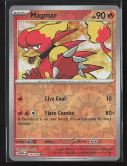 Magmar Common SV: Scarlet & Violet 151 126/165 NM Pokemon Card Reverse Holo - Image 1