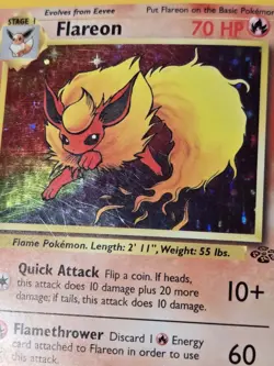 1999 Pokemon Jungle Flareon 3/64 Holo Rare Card Is Curved - Image 3