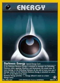 Lightly Played Darkness Energy - 104/111 - Rare - Unlimited Edition Pokemon Neo - Image 1