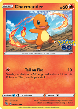 Charmander 008/078 C Pokemon GO Pokemon NM/M - Image 1
