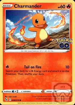 Charmander 008/078 C Pokemon GO Pokemon NM/M - Image 3