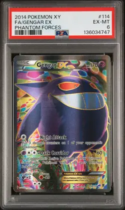 2014 POKEMON XY PHANTOM FORCES #114 FULL ART/GENGAR EX PSA 6 - Image 1