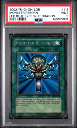 2002 Yu-Gi-Oh! Monster Reborn LOB-118 PSA 9 MINT - Image 1