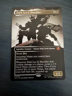 Magic The Gathering CCG TMNT DARK LEO & SHREDDER Borderless Mythic Card M0220 - Image 1