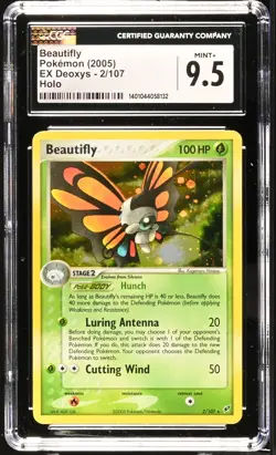 CGC 9.5 MINT+ Beautifly 2005 EX Deoxys 2/107 Holo Rare Pokemon Card - Image 1