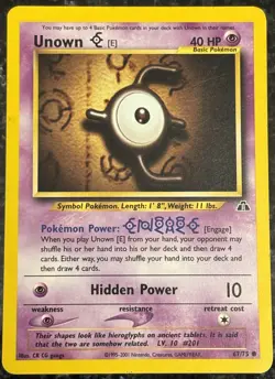 Unown [E] 67/75 Neo Discovery Regular Common LP Vintage Pokemon Card 2001 - Image 1