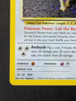 Giovanni's Persian 8/132 Holo Pokemon Card Unlimited Gym Challenge - Image 5