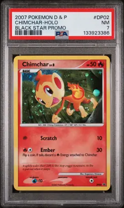 2007 POKEMON DIAMOND & PEARL BLACK STAR PROMO #DP02 CHIMCHAR-HOLO PSA 7 - Image 1