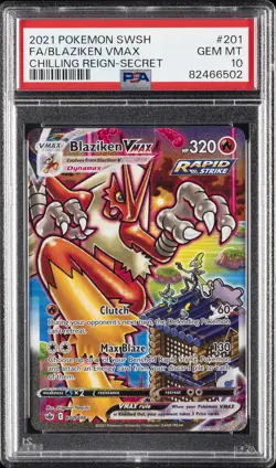 2021 POKEMON SWORD & SHIELD CHILLING REIGN SECRET FULL ART/BLAZIKEN VMAX PSA 10 - Image 1