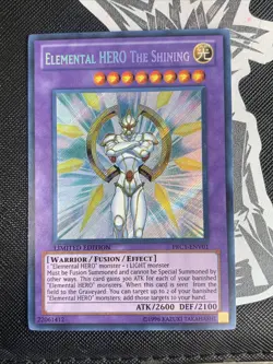 YUGIOH Card TCG ELEMENTAL HERO THE SHINING PRC1-ENV01 SECRET Rare LIMITED Ed NM - Image 1