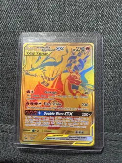 Pokemon TCG Reshiram & Charizard GX SM247 Holo Card Near Mint Condition - Image 1
