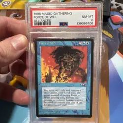 1996 Magic the Gathering Alliances, Force of Will, blue interrupt PSA 8 - Image 1