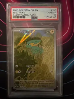 2025 POKEMON DRI EN-DESTINED RIVALS ILLUSTRATION RARE #196 ELECTRIKE PSA 10 - Image 1