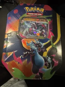 Pokemon Mega Charizard X Tin Box Sealed 2026 Mega Evolution Series Booster Foil - Image 1