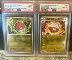 PSA 10 Electrode & Voltorb Master Ball Reverse Holo Set Japanese Pokemon 151 - Image 1