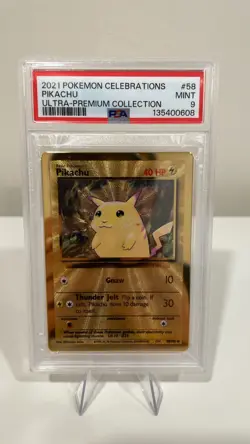 PSA MINT 9 Pikachu Celebrations Metal Card 058/102 2021 UPC Pokemon Graded Card - Image 1