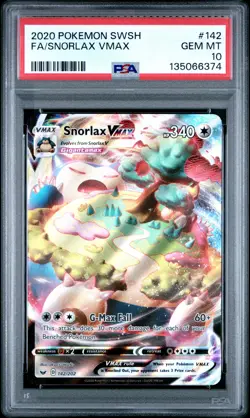 2020 POKEMON SWORD & SHIELD #142 FULL ART/SNORLAX VMAX PSA 10 - Image 1