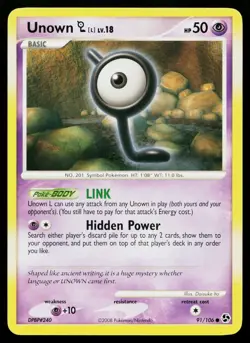 Unown [L] 91/106 Common Great Encounters Pokemon Lightly Played - Image 1