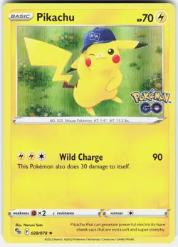Pikachu (28) Holo Rare Pokemon GO 028/078 NM Holo - Image 1