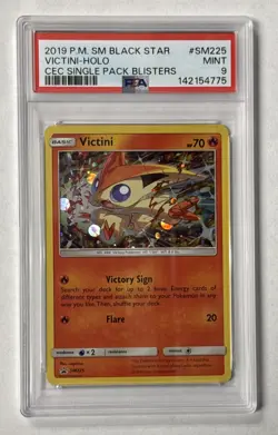 2019 POKEMON SM BLACK STAR PROMO #SM225 VICTINI - HOLO PSA 9 MINT - Image 1