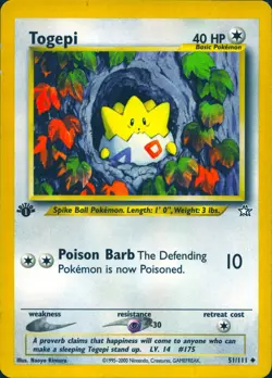 TOGEPI 51/111 UNCOMMON NEO GENESIS POKEMON 1ST EDITION MP - Image 1