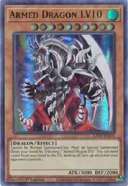 Yugioh - Armed Dragon LV10 - 1st Edition - Ultra Rare - Free Holographic Card - Image 1