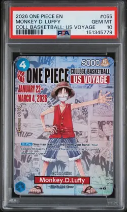 2026 ONE PIECE PROMOS COLLEGE BASKETBALL : US VOYAGE MONKEY D. LUFFY PSA 10 - Image 1