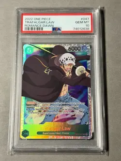 TRAFALGAR LAW OP01-047 PRE-ERRATA One Piece ROMANCE DAWN English PSA 10 - Image 1