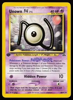 Unown [N] 50/75 Uncommon 1st Edition Neo Discovery Pokemon Card - Image 1
